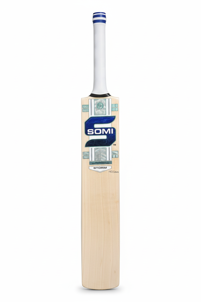 SOMI Storm Cricket Bat - Front View with Branding